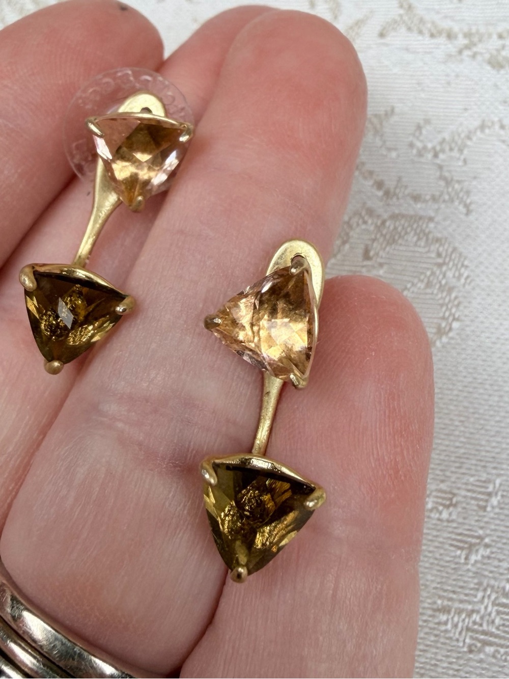 Stella & Dot Vintage Double Triangle Drop Earrings - Adjustable